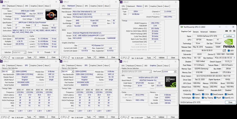 PC Gaming Ryzen 5 2600 GTX 1070 8GB FE 16GB RAM SSD 1TB