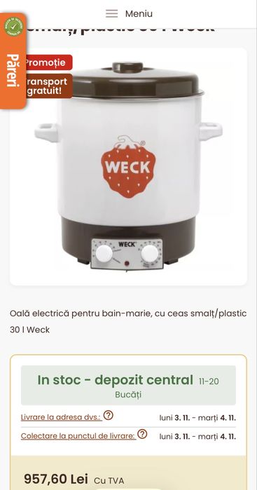 Oala electrică pentru bain-marie , vas pentru conservare 30 LITRI