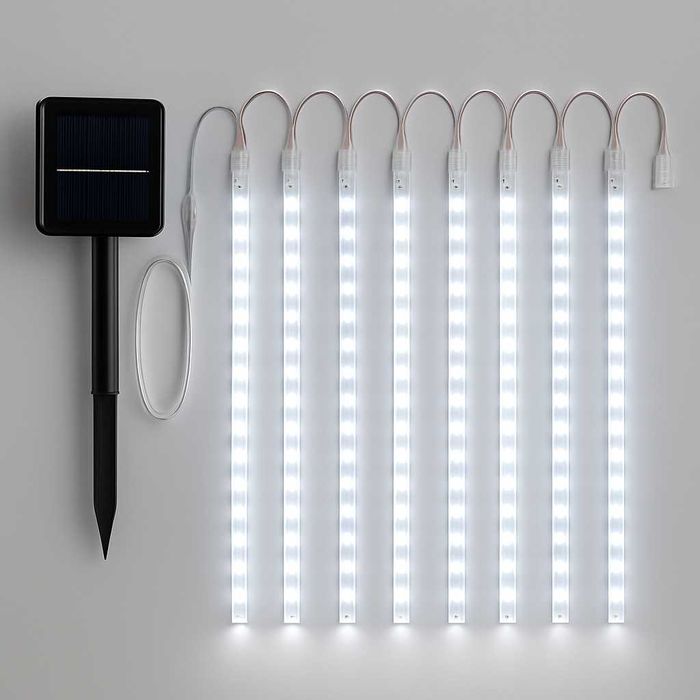 ПРОМОЦИЯ падащ сняг соларни коледни лампички  бяла светлина 3м х 30см