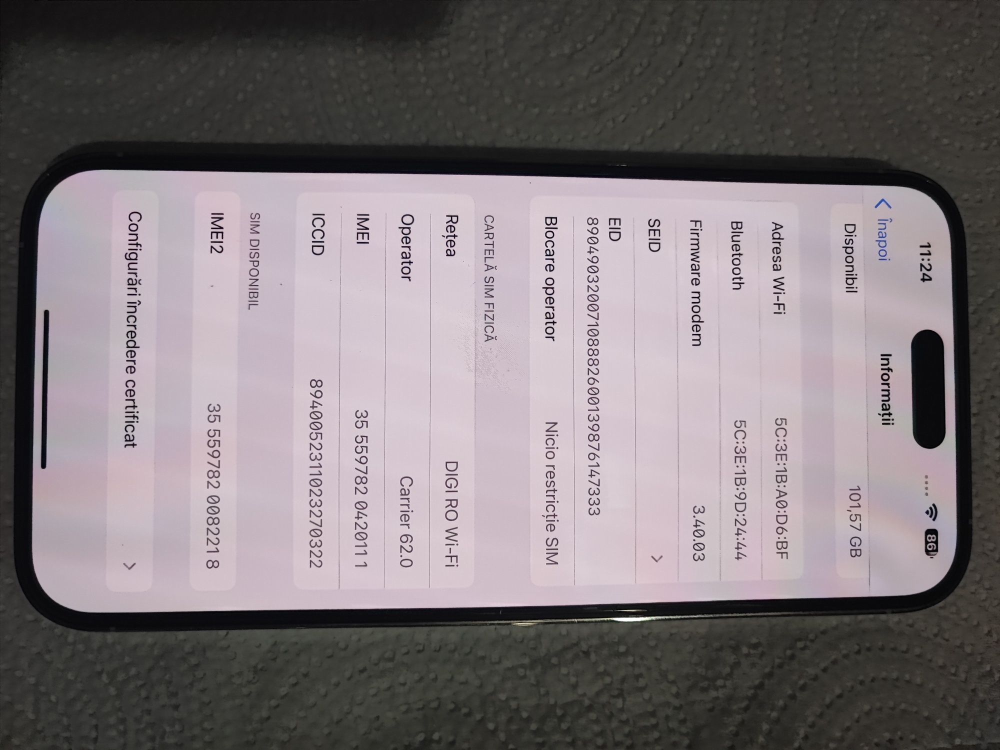 Vând iPhone 14 pro max silver 128 Gb