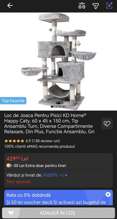 Loc de Joaca Pentru Pisici, 60 x 45 x 150 cm