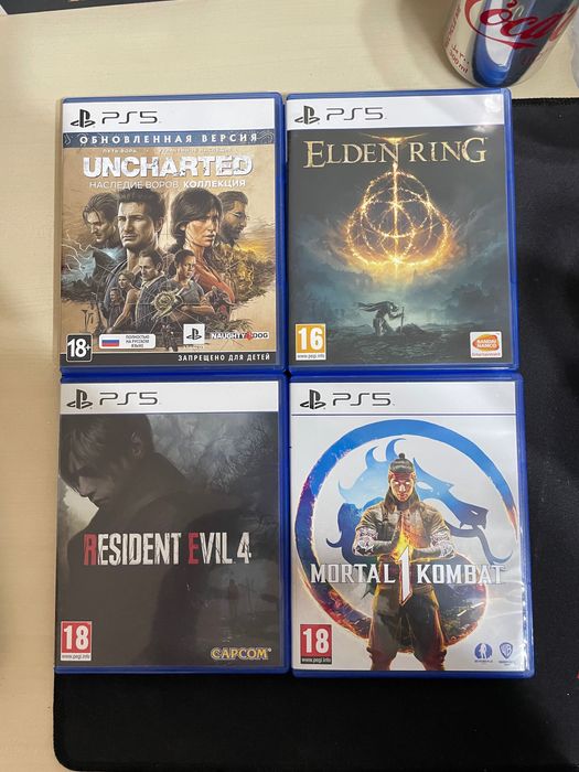 Resident evil 4, Uncharted collection, Eldeb ring, Mortal Kombat 1 PS5