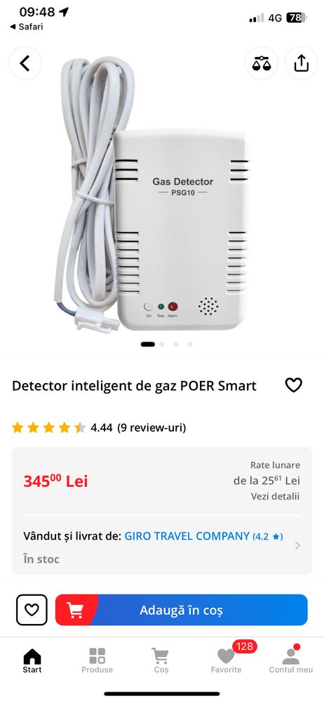 POER Smart Gas Detector 433mhz PSG10