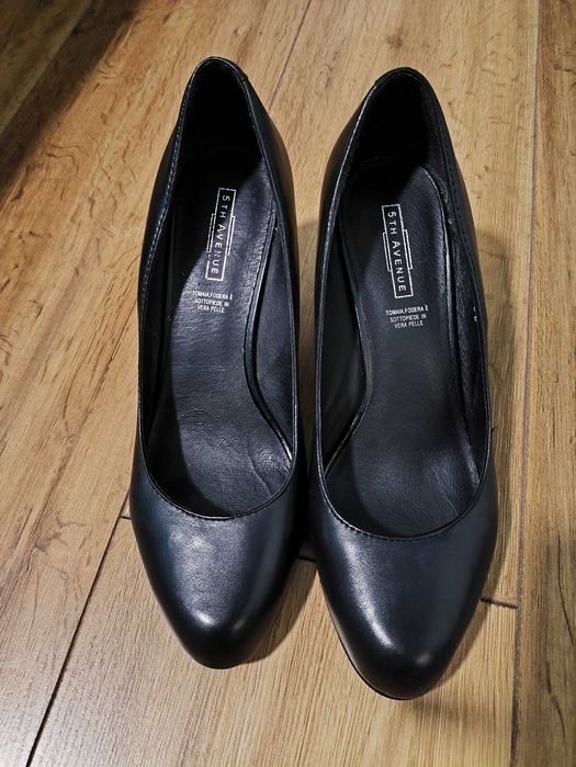 Pantofi cu toc cu detalii din piele 5th Avenue