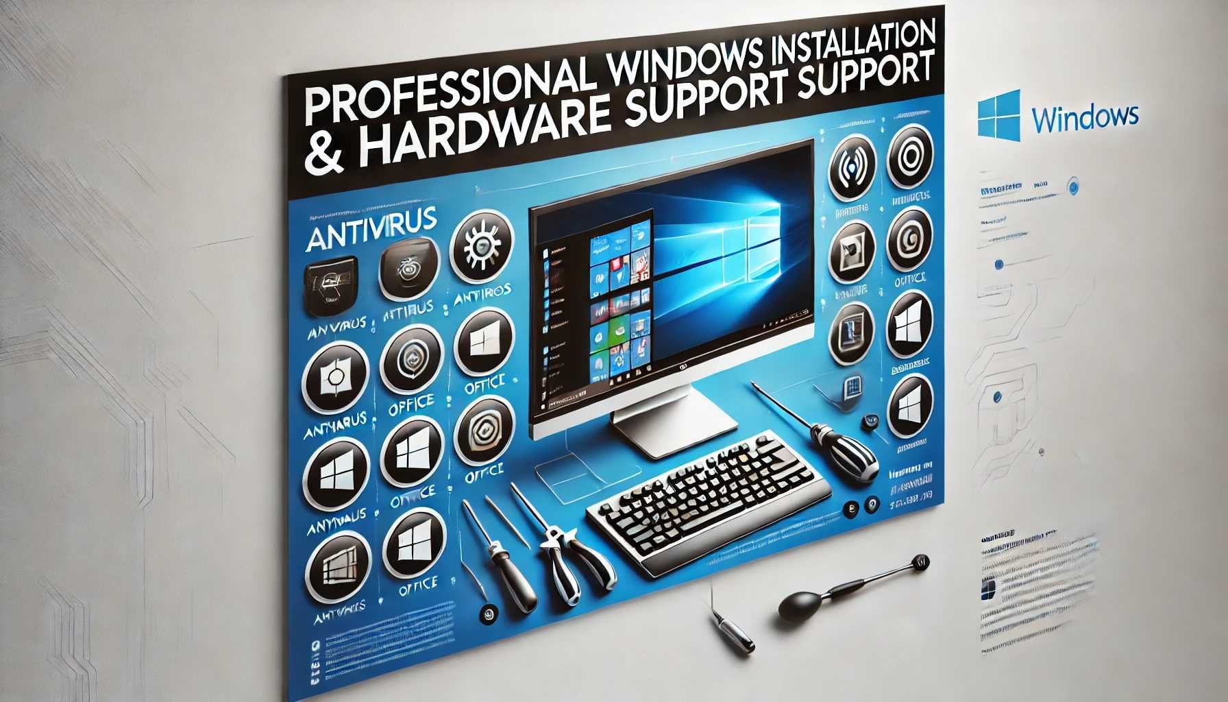 Професионална инсталация, поддръжка и хардуерни решения за Windows.
