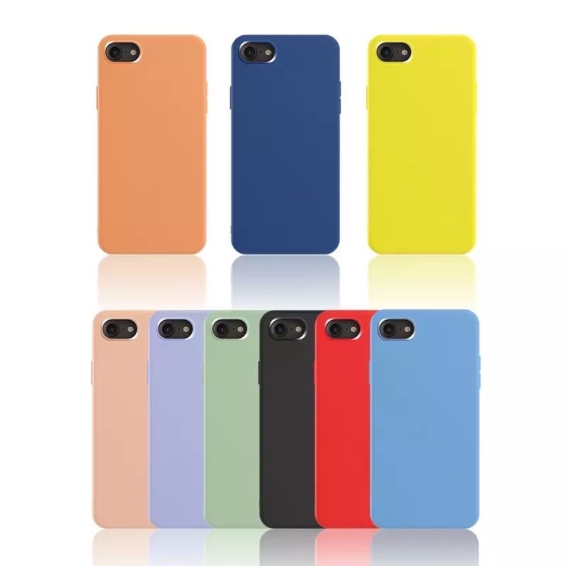 Iphone 7 8 SE - Husa Slim Silicon Cu Catifea + Folie Sticla Curbata 9D