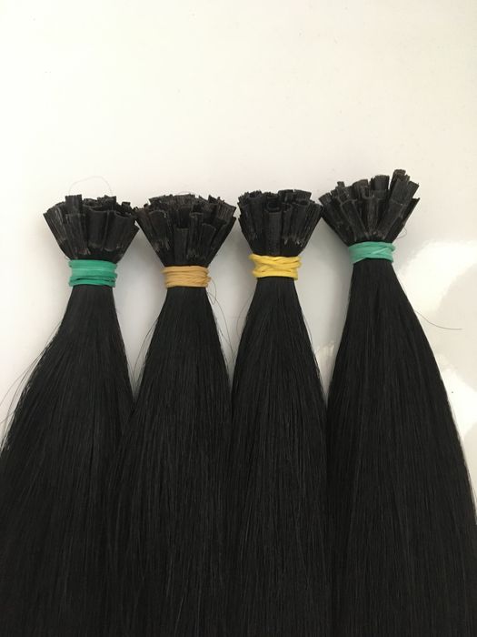 Extensii par cheratina negru#1,45-50-60cm human hair 100 suvite/set