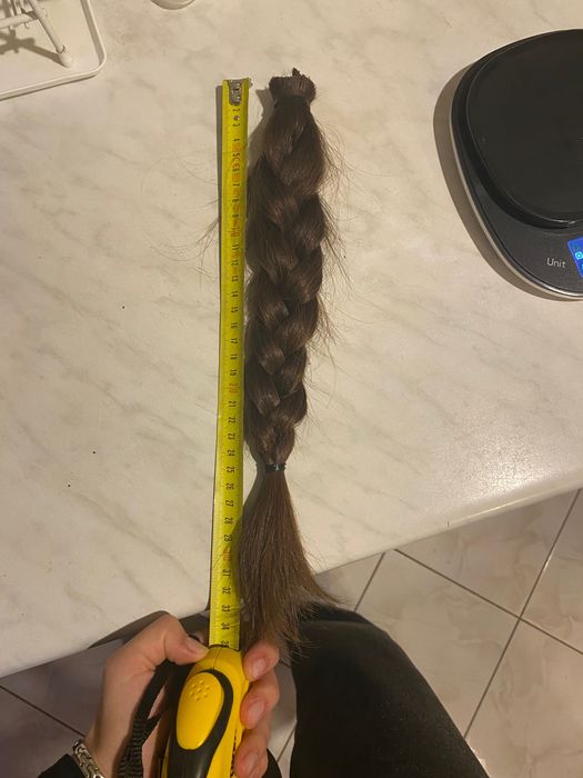 Естествена коса 35 см - кафява, права.