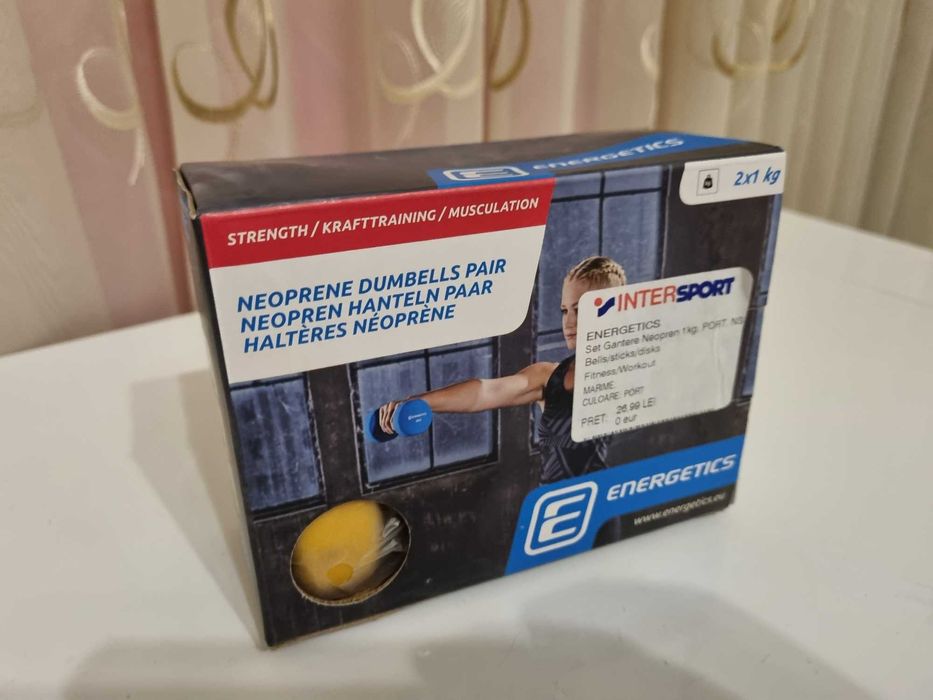Gantera Energetics, acoperita cu neopren, 2×1 kg, noi.