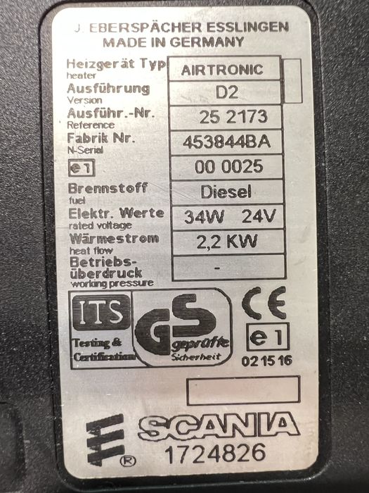 Eberspacher Scania R печка