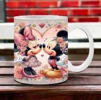 Cana personalizata, Mickey si Minnie Mouse, Ceramica, Alb, 350 ml