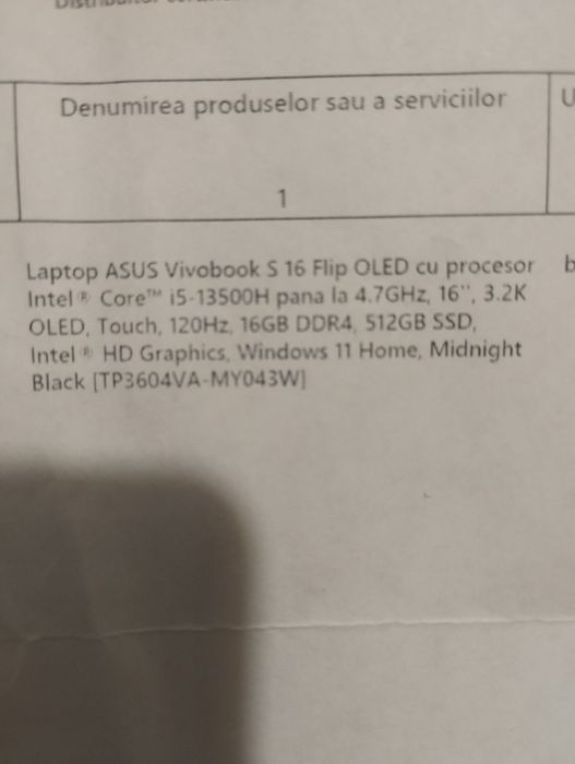 Laptop asus s16 flip oled  touch i5