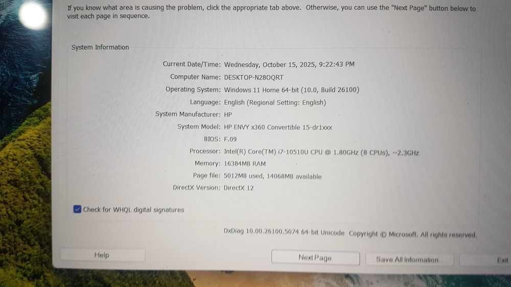 Hp Envy X360 i7 gen 10 16 gb nvidia 4gb 15.6 Tuch Oled baterie 4 ore