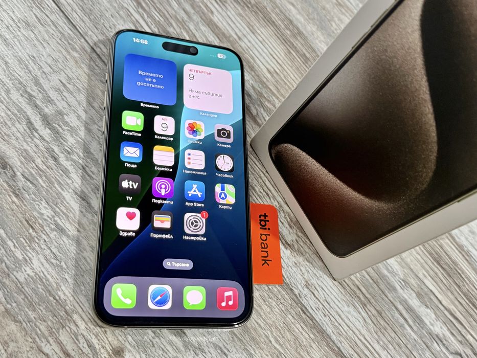 Iphone 15 Pro Max 256 GB - 88 % Battery Natural Titanium Като Нов