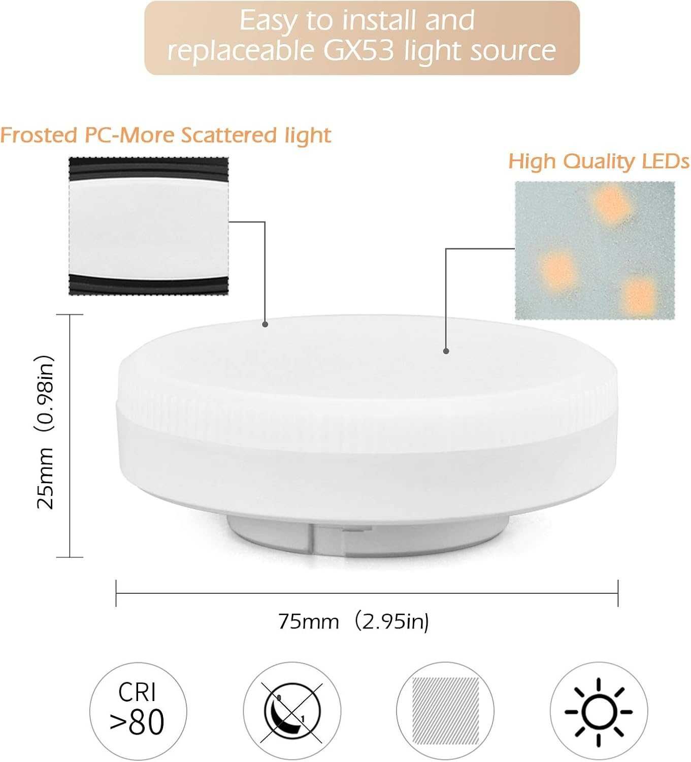 НОВ! LED спот за таван, черен, с включена GX53 крушка 6W