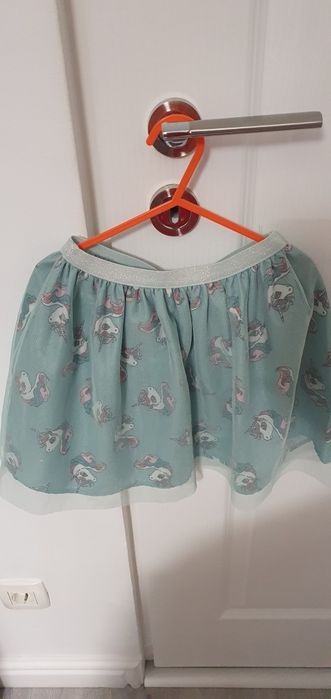 Rochie unicorn, salopeta,fusta marimea 116-122