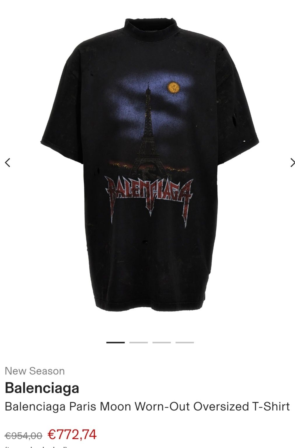 Balenciaga Paris Moon Worn-out Oversized T-shirt2024-S,M,L, !