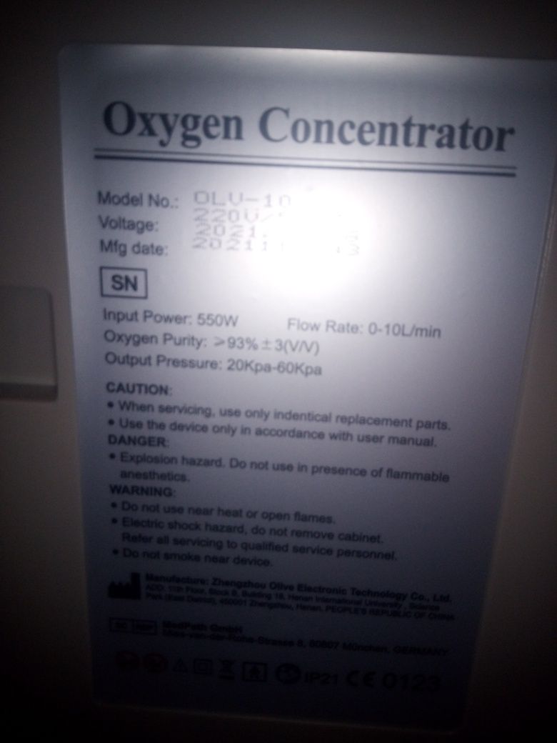 Concentrator .Aparat oxigen 10 L