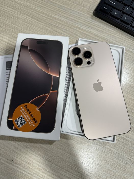 iPhone 16 Pro Max, 256GB, 5G, Desert, Impecabil/CA NOU, Garantie!!!
