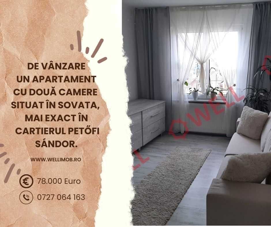De vânzare un apartament cu două camere situat în Sovata