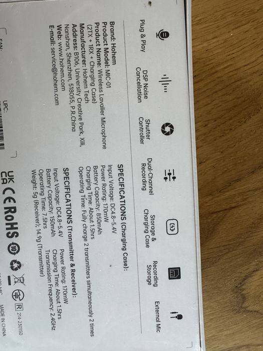 SIGILAT- Kit Microfon+Lavaliera 2TX 1RX- Hohem Mic 01 Apple Ligthtning