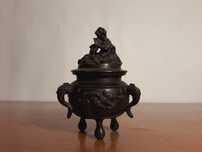 Vas Asiatic din Bronz, perioada Qing - Incense Burner Rar si deosebit