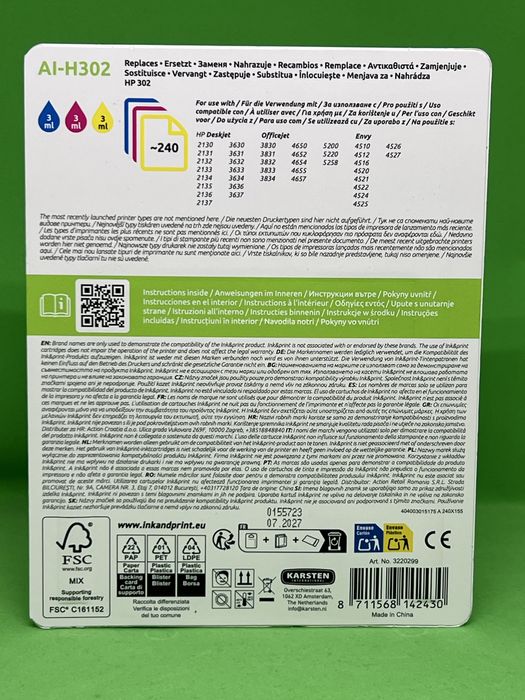 Cartuș de cerneală Ink & Print HP 302, Black si Tri-colour