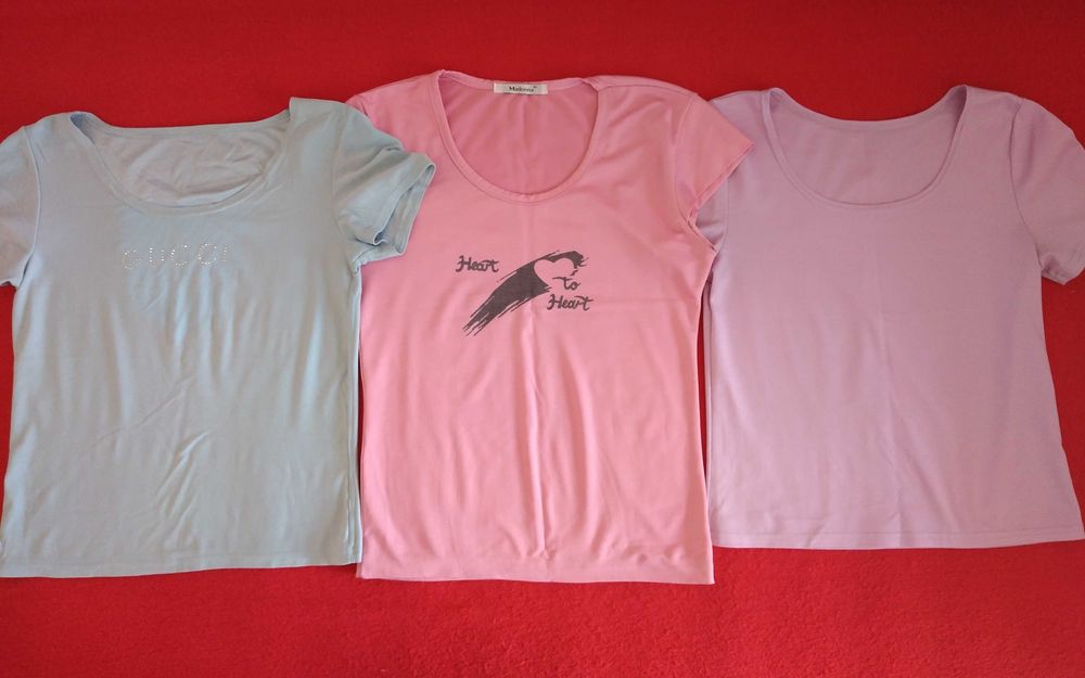 Къси блузки и потници памучни и изкуствени материи размери S и M