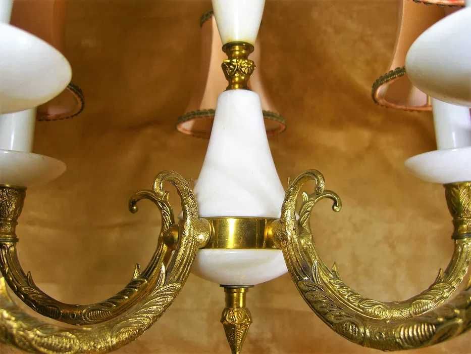 Lustra Napoleon 3 Versailles, bronz dore, marmura, vintage