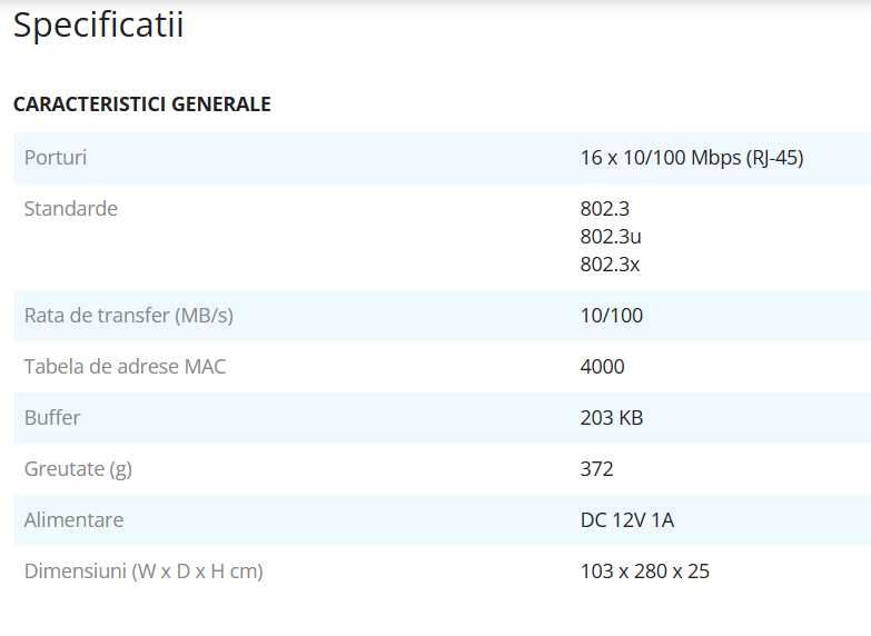 Switch Asus FX-D1161, 16 Porturi 100Base-TX