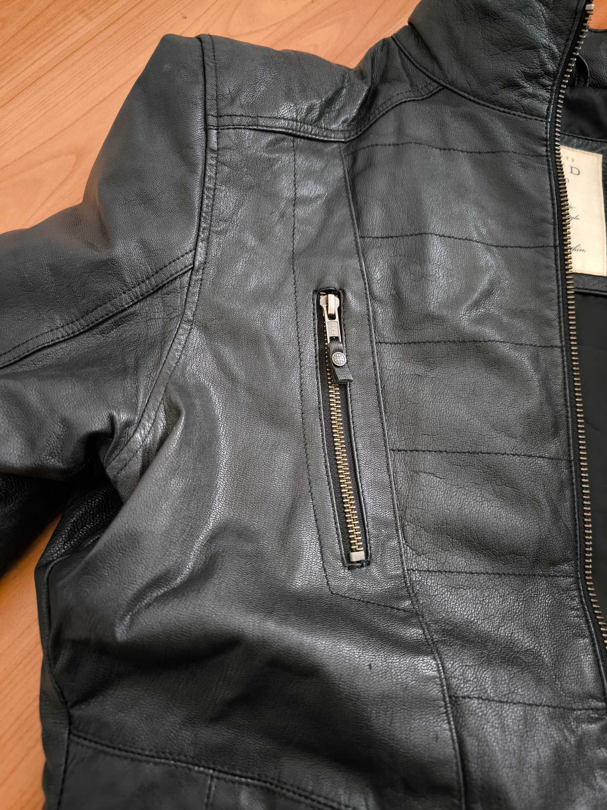 Jacheta Piele Classic British Cafe Racer Neagra M Athletic Fit Geaca