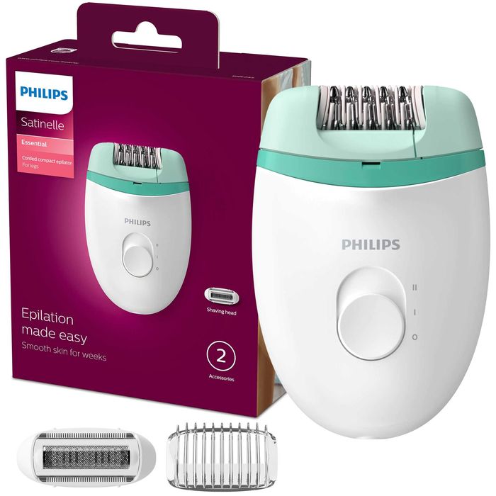 Epilator Philips Satinelle BRE245/00, cap de epil lavabil, 2 accesorii