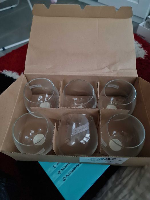 Set de 6 pahare mari de 0.48l 480ml pentru apa suc NOI marca Schweppes