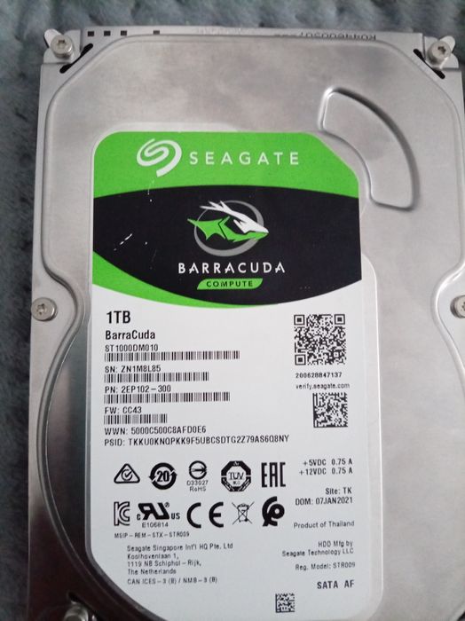 Seagate BarraCuda емкостью 1 ТБ.