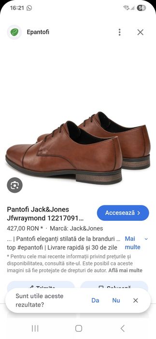 Pantofi Piele Firma Jack&Jones Nr 44