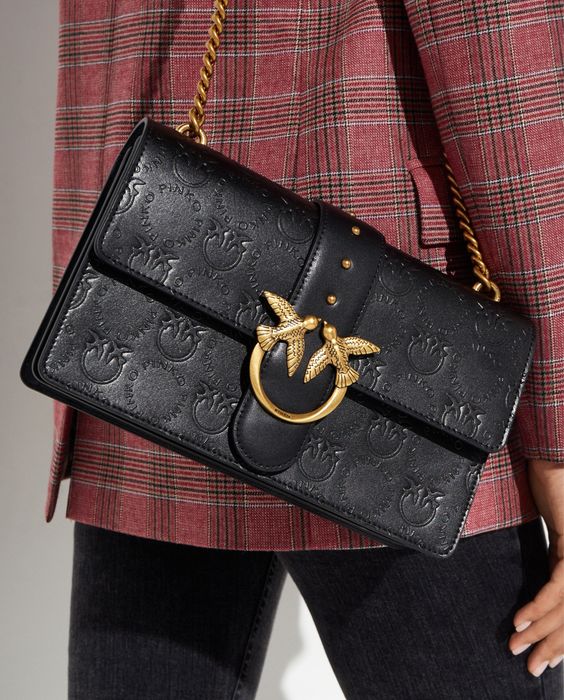 PINKO оригинална чанта от естествена кожа с кутия и противопрахова