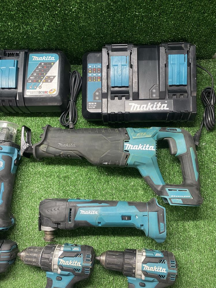 Makita 18v ъглошлайф/винтоверт/саблен трион/радио/батерии/зарядно