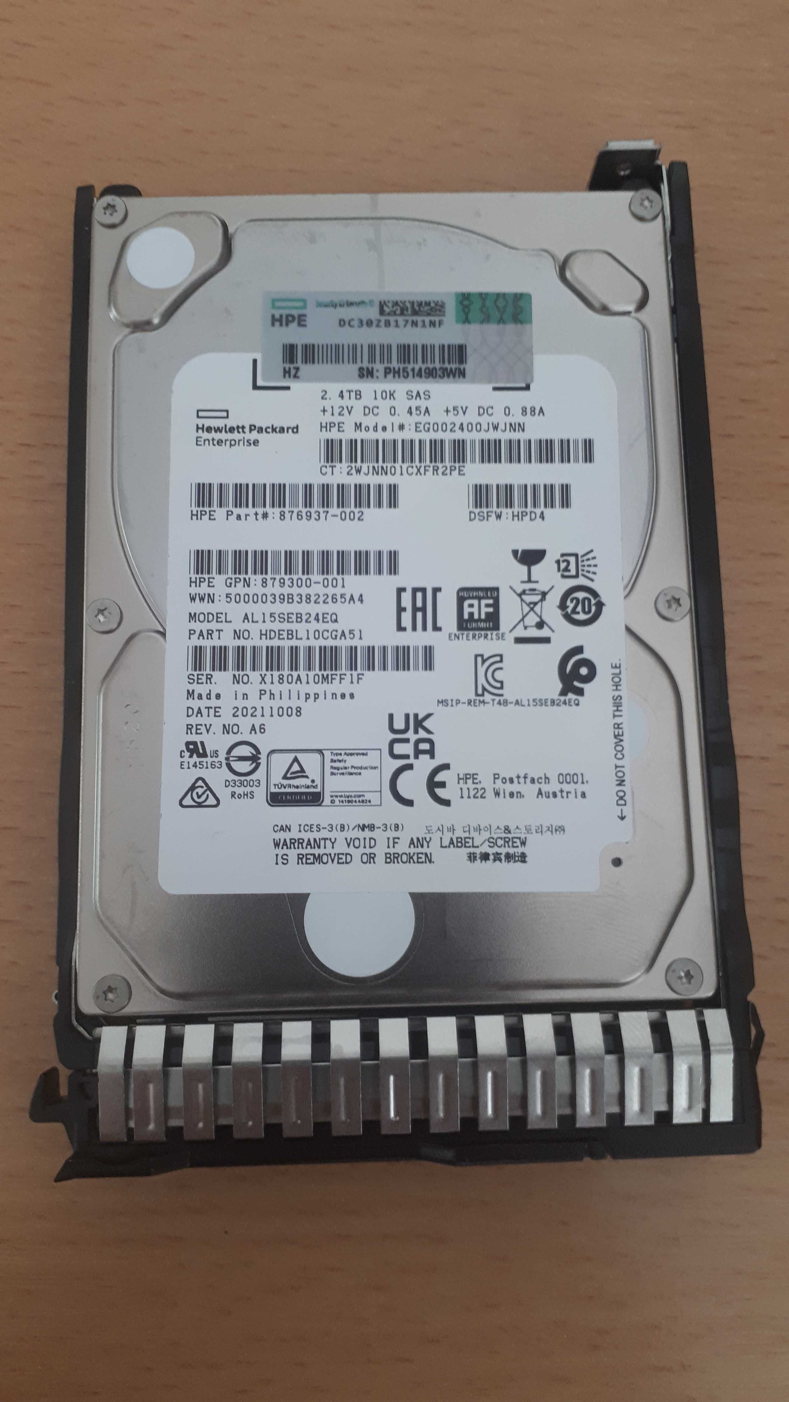 Внутренний жесткий диск 2.4TB HPE Model#: EG002400JWJNN
