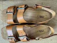 Sandale piele, talpa lemn, 37, Zara