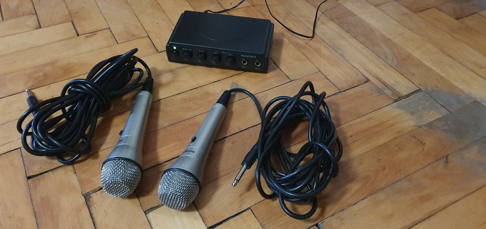 Set Karaoke cu 2 microfoane, intrare statie audio