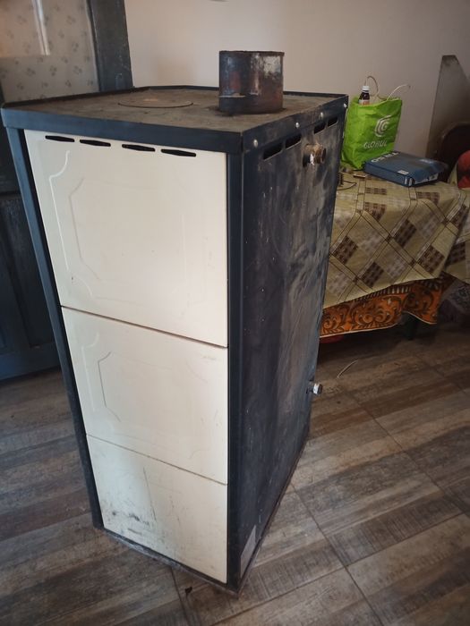 Камина с водна риза на дърва