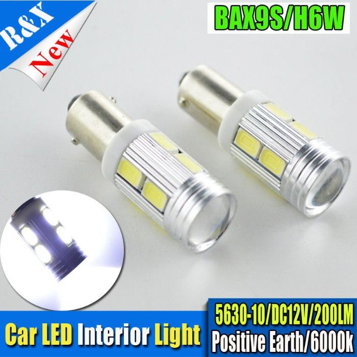 2 броя габарити BAX9S 10 LED диода с лупи, крушка, H6W-DC 12 V крушки