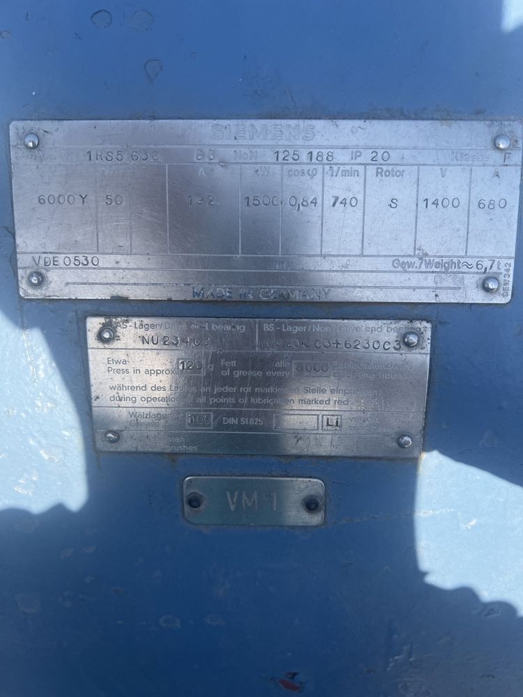 Ел.двигател 1500 kW / 740 RPM 6000 V/електромотор с навит ротор