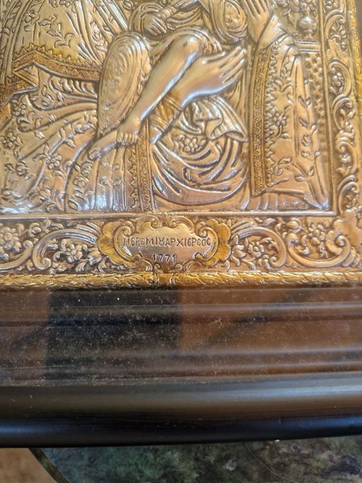 Прекрасна антикварна сребърна икона със сертификат и маркировка