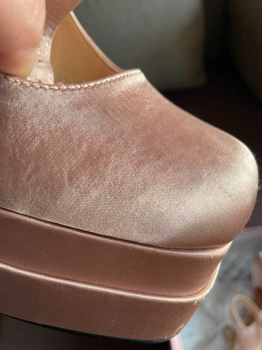 Дамски обувки, цвят пудра - сатен