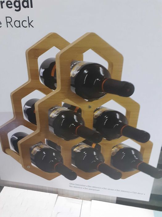 Стелаж за вино, Бамбукова етажерка за 6 бутилки винени, Weinregal