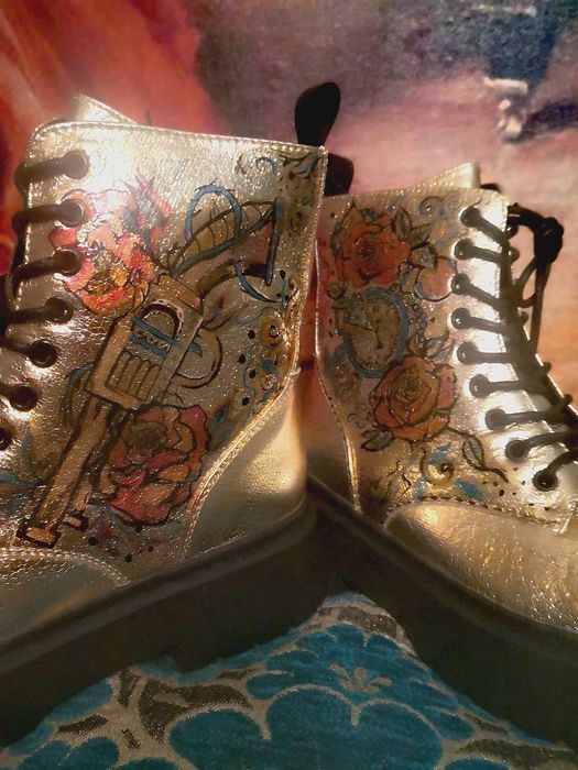Ghete piele lux Guns  & Roses rock