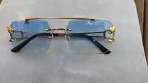 Ochelari de soare Cartier Rimless 8809 lentila albastra