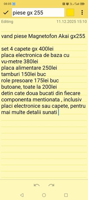 Vand Piese Magnetofon AKAI GX 255