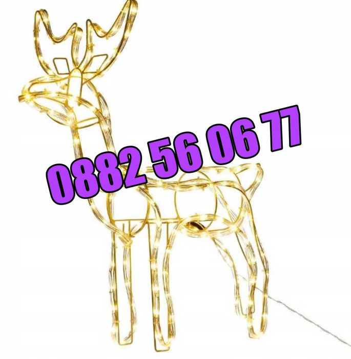 Коледен светещ елен, коледна украса, синя светлина